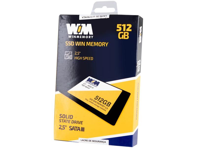 SSD 512GB WIN MEMORY SATA 2,5” Leitura 560MB/s Gravação 540MB/s